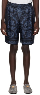 Barocco-print silk shorts