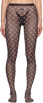 Brown Moon Printed Mesh Tights