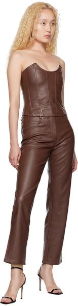 Brown Junior Faux-Leather Pants