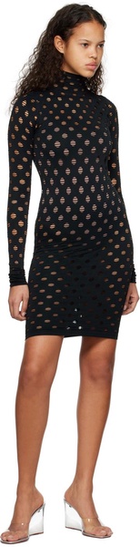 Black Perforated Minidress