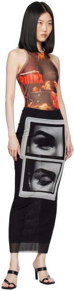 Black 'The Eyes And Lips' Maxi Skirt