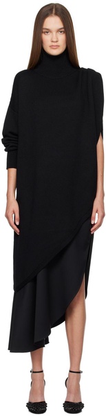 Black Asymmetrical Cape Turtleneck