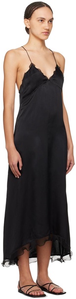 Black Structure Frill Maxi Dress