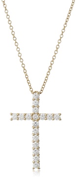 Amazon Essentials Platinum or Gold Plated Sterling Silver Cross Pendant Necklace with Infinite Elements Zirconia, 18" (previously Amazon Collection)