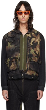 Black Camouflage Denim Jacket