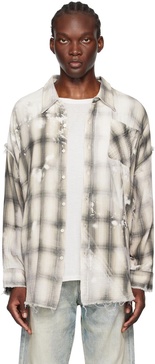 Gray Shredded Seam Drop Neck Shirt