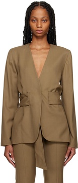 Khaki Collarless Blazer