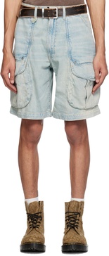 Blue Pocket Denim Shorts