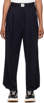 Navy Pleated Trousers