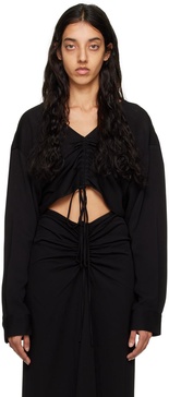 Black Ruched Longe Sleeve T-Shirt