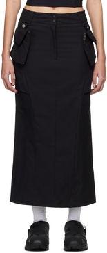 Black Cargo Midi Skirt