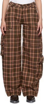 Brown & Pink Plaid Lawn Cargo Pants