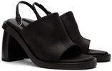 Black Calfskin Heeled Sandals