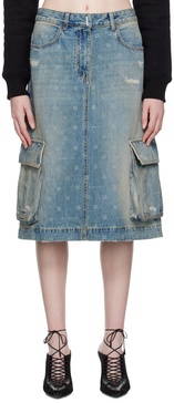 Blue 4G Denim Midi Skirt