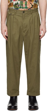 Khaki 2 Pleats Chino Trousers