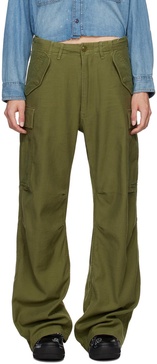 Khaki Wide Leg Cargo Pants