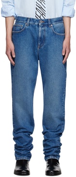 Blue Leather Pocket Jeans