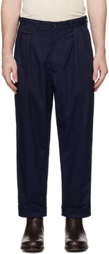 Navy 2 Pleats Chino Trousers