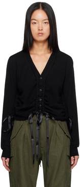 Black Shirred Cardigan