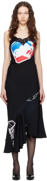 Black Reconstituted Midi Dress