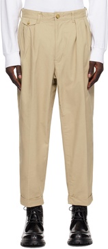 Beige 2 Pleats Twill Trousers