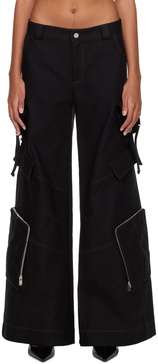 Black Multi-Pocket Cargo Trousers