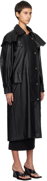 Black Emma Faux-Leather Trench Coat