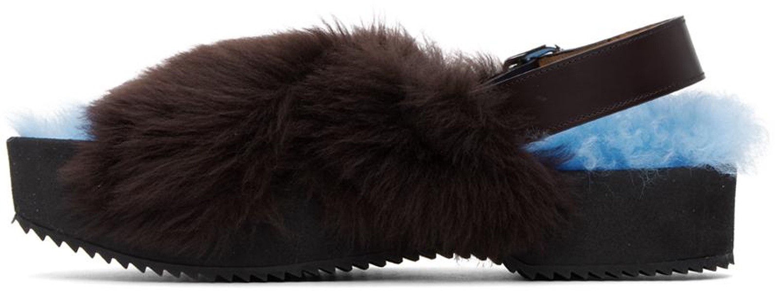 Blue & Black Furry Sandals