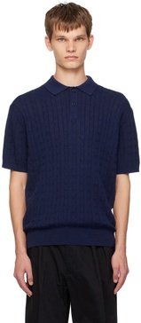 Navy Cable Knit Polo