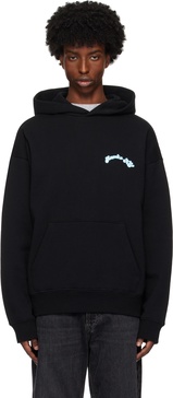 Black Twill Embroidered Logo Hoodie