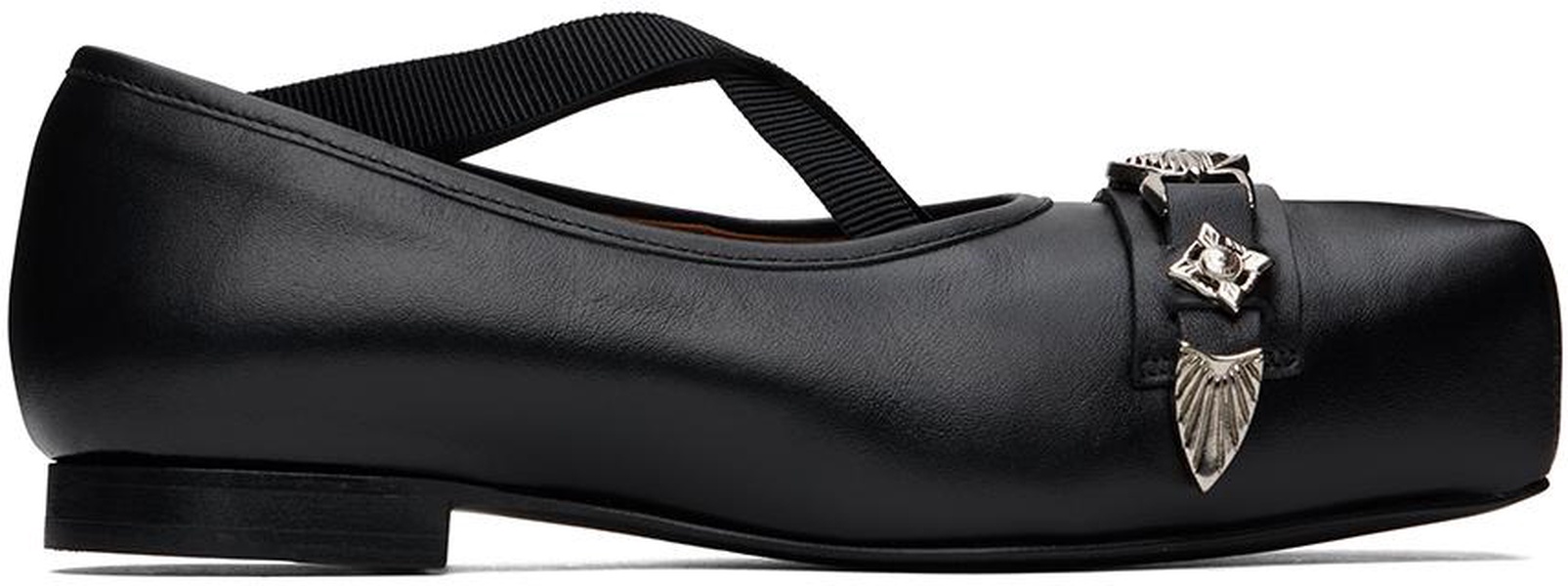 Black Polido Ballerina Flats