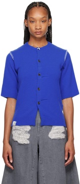 Blue Pleated Cardigan