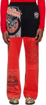 Red & Black Regenerated Graphic Sweatpants