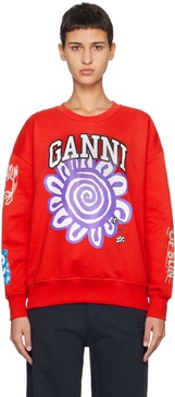 Ganni Floral Printed Crewneck Sweatshirt