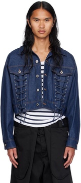 Blue Lace-Up Denim Jacket