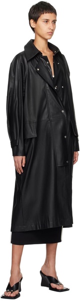 Black Emma Faux-Leather Trench Coat