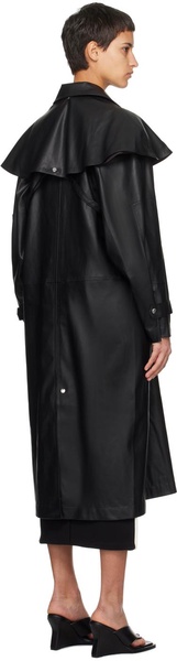 Black Emma Faux-Leather Trench Coat