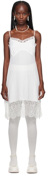 White Lace Trim Midi Dress