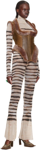 Beige KNWLS Edition Striped Turtleneck