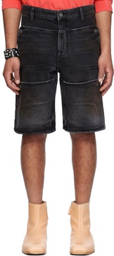 Black Faded Denim Shorts