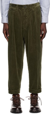 Khaki 2 Pleats Corduroy Trousers