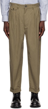 Khaki 2 Pleats Twill Trousers