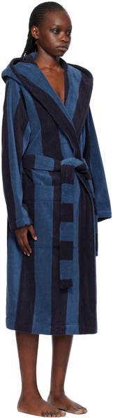 Black & Navy Hooded Bathrobe