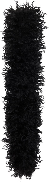 Black Faux Curly Lamb Fur Long Scarf