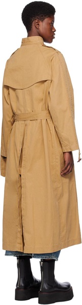 Tan Pin-Buckle Trench Coat