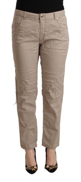 Acht Beige Tencel Mid Waist Tapered Casual Pants