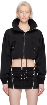 Black Crop Bomber Jacket