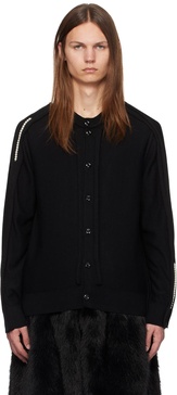 Black Beaded Inverted Seam Cardigan