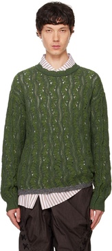 Green Two-Tone Wave Sweater