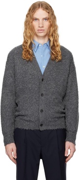 Gray Brushed Wool Cashmere Silk Cardigan